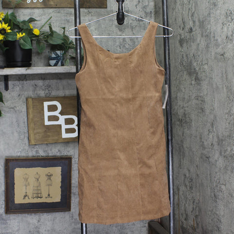 Rare Editions Big Girl Corduroy Vertical Seams Knee Length Dress Tan Brown 14