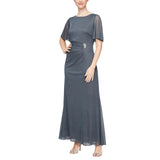 SLNY Womens Formal Long Glitter Mesh Stretch 9133153 Smoke Gray 6