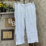 DG2 by Diane Gilman Petite SoftCell Denim Wide-Leg Pant Chambray Stripe Blue PXL