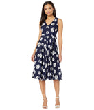 Tommy Hilfiger Belted Lace Fit and Flare Midi Dress Sky Captain Blue / Ivory 2