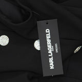 Karl Lagerfeld Embellished Buttons Sleeveless Collared A-Line Dress Black 6