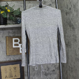 INC International Concepts Long Sleeved Lurex Knit Ruched Front Tie Top Gray S