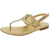 Naturalizer Taylor T-Strap Slingback Flat Sandal Dark Gold Faux Leather 8M