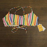 Andie Fiji Striped Cross-Back Bikini Swim Top AT318 White Multi XL