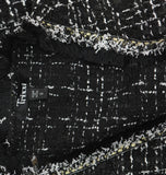Trixxi  Fringe-Trim Boucle Sleeveless Faux Pocket Tweed Dress Black / White S