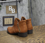 Sun + Stone Womens Adelinee Double Zip Ankle Booties Brandy Brown 6.5M