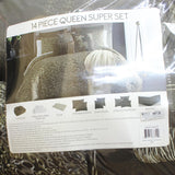 Hallmart Jungle Nights 14-Piece Comforter Set Chocolate Brown / Gold Queen