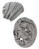 Wrapables Womens Chunky Knit Winter Infinity Scarf with Beanie 93987373 Gray