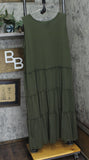 White Mark Womens Plus Tiered Calf Midi Dress PS315 Olive Green 2X