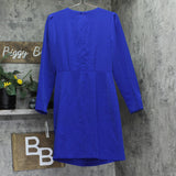 DKNY Womens Solid Side-Knot Long-Sleeve Dress DD4JGD35 Radiant Blue 6