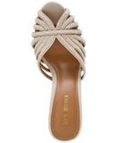 Steve Madden Beaded Stiletto Heel Peep Toe Dress Sandals Ivory Off White 7M
