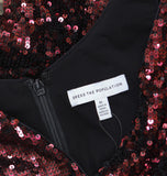 Dress The Population Womens Iris Sequined Side Slit Gown Dress Port Red Black XL
