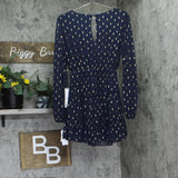 City Studios Juniors Foil-Print Jersey Fit Mini Dress Navy Blue / Gold M