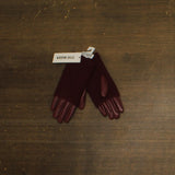 Steve Madden Womens Soft Faux Leather Gloves with Ribbed Knit Cuff Burgundy Red