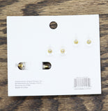Unique Designs Womens Trio Earring Set Hoops Studs Rhinestones Gold Yellow