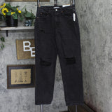 And Now This Womens Distressed Ultra High Rise Straight Jeans Black 29