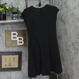 24Seven Comfort Apparel Womens Crepe Cap Sleeve Keyhole Dress Black M