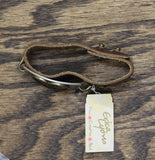 Erica Lyons True Be You Be Kind" Heart Cuff Bracelet Silver Gray / Brown 8.5"