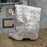 A New Day Womens Abba Sequin Foldover Tall Boots 91636693 Silver Gray 7.5M