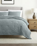 Ienjoy Textured Seersucker Box 3-Piece Comforter Set Light Blue King / Cal King