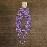 G. Comet Beaded Multilayer Chunky Necklace Earring Set Lilac Purple 17" + 4"