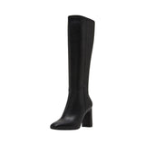 Madden Girl Womens Faux Leather Knee High Block Heel Wise Boot Black Paris 6M