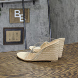 A New Day Womens Ansel Double Band Open Toe Wedge Heels 93320231 Tan Brown 7.5M