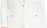 Calvin Klein 1-Button Plus Size Lace-Up Button Blazer Jacket Soft White 22W