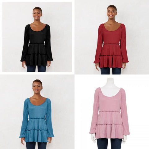 Lc Lauren Conrad Womens Cozy Tiered Tunic Blouse WL24K000RS