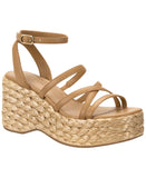 Sun + Stone Womens Finnickk Faux Leather Wedge Sandals 10018626200 Tan Brown 9M
