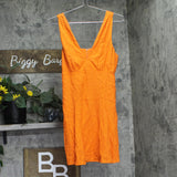 Bar III Womens Mini Linen Blend Dress Lined Bright Orange S