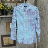 Thompson Shirtings by J. Crew Mens 80s 2-Ply Dress Shirt Blue Check XS 13-13 1/2