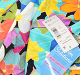 Swim Solutions Bow-Front Swimdress One Piece Swimsuit Floral Frenzy Blue 24W