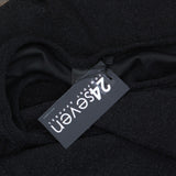 24Seven Comfort Apparel Womens Shiny Knit Ruched 3/4 Sleeve Dress Black 1X