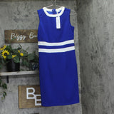 NY Collection Colorblock 2-Piece Dress and Jacket Set Sapphire Blue / White 6P