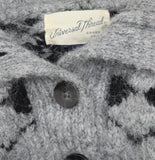Universal Thread Fair Isle Henley Shawl Collar Jacquard Knit Sweater Dark Gray L