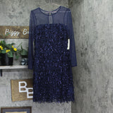 Eliza J Womens Sequined Fringe Illusion Dress EJ4M3449 Navy Blue 10