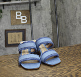 Schutz Womens Amely Mid Block Sandals Azul / Summer Blue Jeans 9.5B