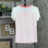 Peanuts Juniors Gang V-Neck Graphic Tee Coral / Ivory / Neon Coral Pink S