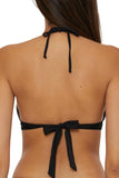 Becca Womens Colette Crochet Flower Halter Swim Bikini Top 843157 Black D