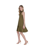 Vince Camuto Satin Ruffled A-Line Halter Dress VC5M6576 Olive Green 6