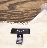 Aqua Womens Button Front Lace Flutter Sleeve Top IBO26550 Ivory Off White XXL