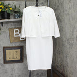 Ny Collection Petite Two Piece Jacket and Dress Set PNY9115 White 14P