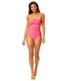 Anne Cole Twist Front Shirred One-Piece Swimsuit MYMO00501 Hot Flamingo Pink 12