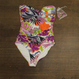 Anne Cole Twist Front Shirred One-Piece Swimsuit Mod Tropical White Multi 12