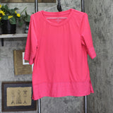 Cuddl Duds Eyelet Trim Crew Neck Top A676558 Berry Pink M