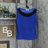 Bleeker & McDougal Colorblock Sleeveless Knit Blouse Shirt Top Blue / Black
