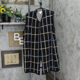 Cj Banks Womens Plaid Fuzzy Knit Duster Sleeveless Cardigan Black Multi 1X