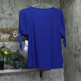 Sam And Jess Womens Solid Tie Sleeve Pullover Top TS3013565Q Goddess Blue XS