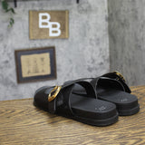 A New Day Meg Double Strap Buckle Slide Sandals 94748250 Black 9.5M